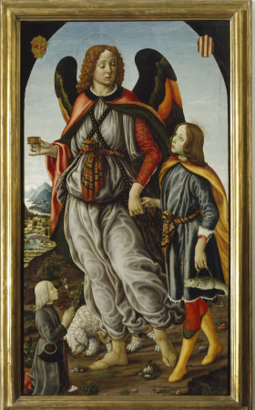 Archangele Raphael with Tobias and a young man., Francesco Botticini, between 1480 and 1490