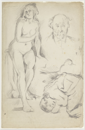 Studies of Three Figures, Including a Self-portrait, Paul Cézanne, circa 1883