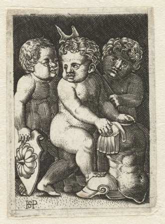 Drie putti met wapenrusting, RP-P-OB-3095, between 1525 and 1550