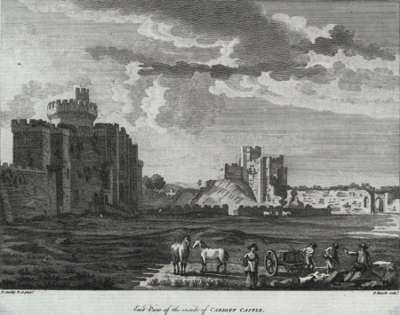 East view of the inside of Cardiff castle (1128980), Peter Mazell, circa 1778
