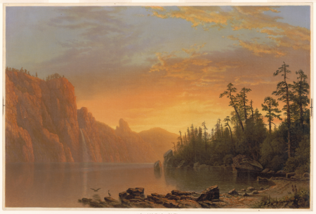 Sunset (California scenery) - AB '64 ; chromolith. & published by L. Prang & Co. LCCN95514513, Albert Bierstadt, 1864