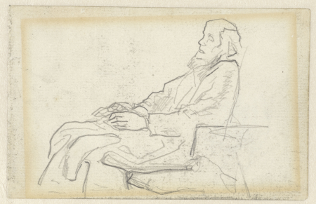 Zittende grijsaard, naar links, RP-T-1950-71(R), Jacob Maris, between 1847 and 1899