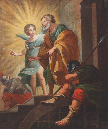 Saint Peter led out of the prison by an angel., Hendrick Krock, between 1689 and 1738