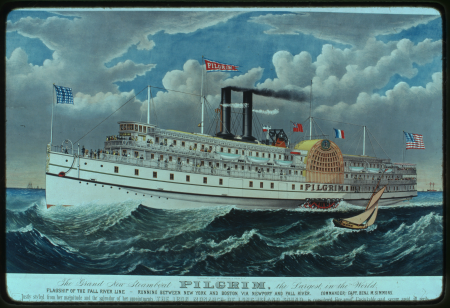 The grand new steamboat Pilgrim- the largest in the world- flagship of the Fall River line - running between New York and Boston via New port and Fall River - commander- Capt. Benj. M. Simmons LCCN2001702124, 1883