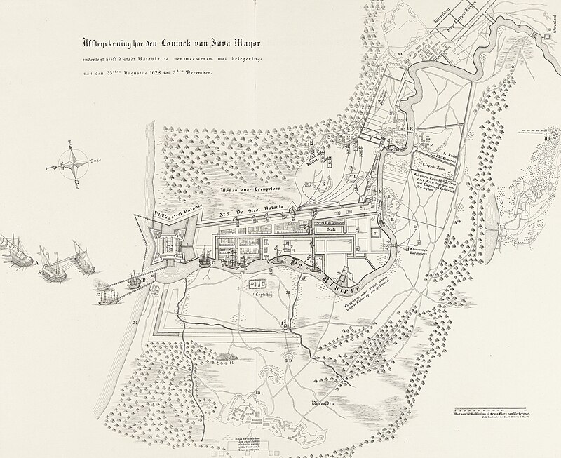 Belegering van Batavia door de koning van Java, 1628, Carl Wilhelm Mieling, between 1857 and 1859