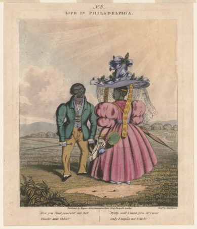 Life in Philadelphia. No. 8. "How you find yourself dis hot weader Mifs Chloe?" LCCN2004670250