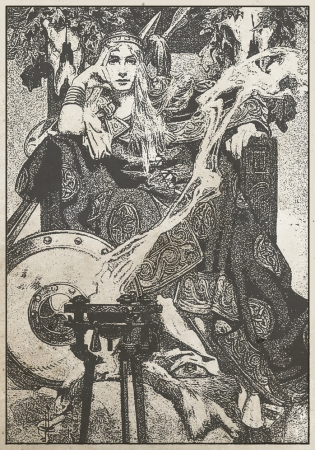 J. C. Leyendecker, Queen Maev, line-art version, 1911, J. C. Leyendecker