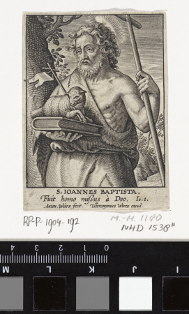 Johannes de Doper S. Ioannes Baptista (titel op object), RP-P-1904-192, Hieronymus Wierix, 1565 - voor 1604