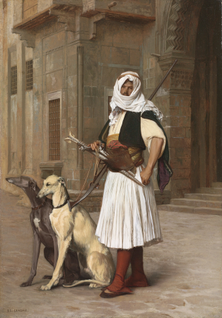 Arnaut with two dogs whippets, Jean-Léon Gérôme, 1867