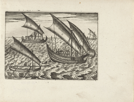 Vier Javaanse vaartuigen, 1596, RP-P-OB-80.260, Johann Theodor de Bry