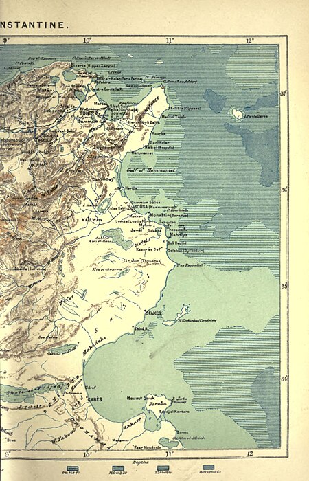 AFR V2 D131 Right side of Tunis and Constantine map in color, 12 June 1891