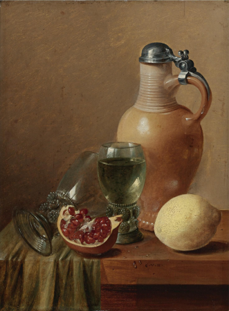 Still life with a jug and pomegranate, Gillis van Hulsdonck, between 1647 and 1669