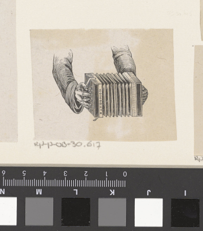 Twee handen spelend op een bandoneon, RP-P-OB-30.617, Isaac Weissenbruch, between 1836 and 1912