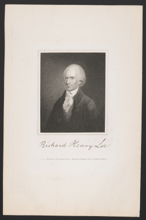 Richard Henry Lee - engr. by P. Maverick & J.B. Longacre, from a drawing by Longacre from an original miniature. LCCN2010631739, Peter Maverick, 1820