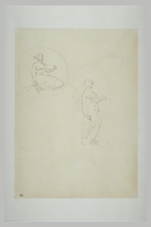 Manet - Femme inscrite dans un médaillon ; femme inscrite dans une niche, RF 30308, Recto, Édouard Manet