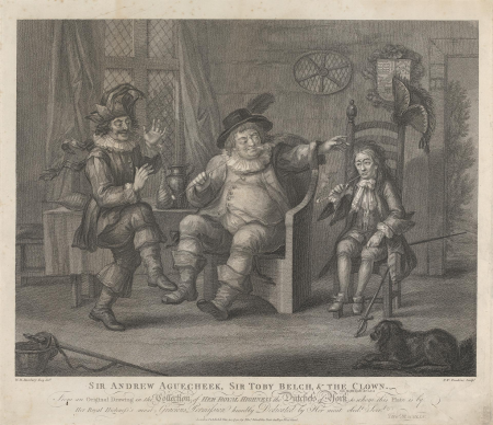 Sir Andrew Aguecheek, Sir Toby Belch and the Clown - "Twelfth Night", Act II, Scene III, Peltro William Tomkins, 1792