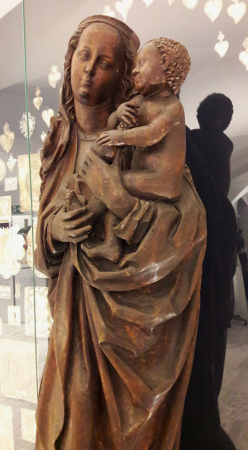 Statue of Virgin and Child on a crescent moom (detail)., Hans Multscher, circa 1470