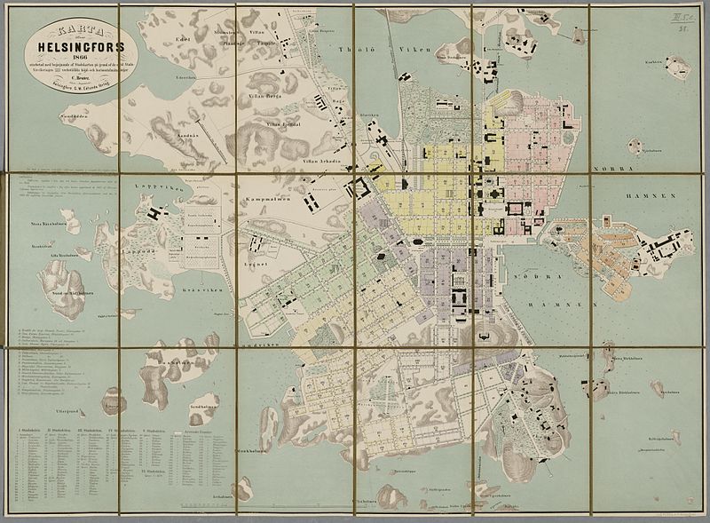 Map of Helsinki 1866. Plan map of Helsinki, 1866