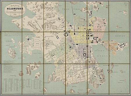 Map of Helsinki 1866. Plan map of Helsinki, 1866