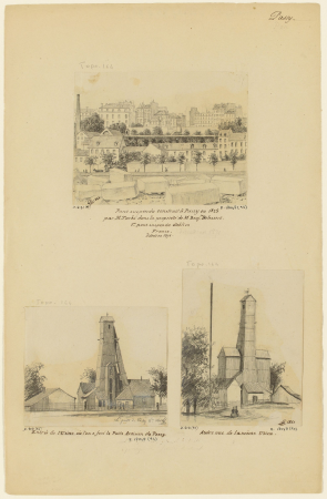 Pont suspendu construit à Passy en 1825 par M. Tarbé dans la propriété de M Benj.in Delessert. D.8021(93), En 1864