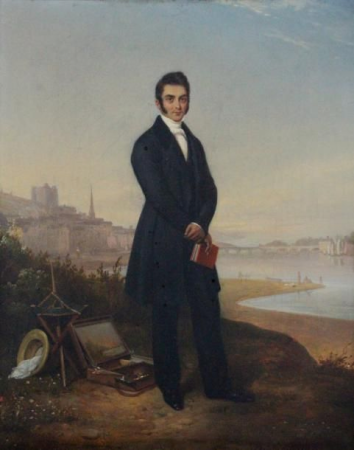 Pierre Duval Le Camus - Autoportrait présumé devant la ville de Saumur, Pierre Duval Le Camus