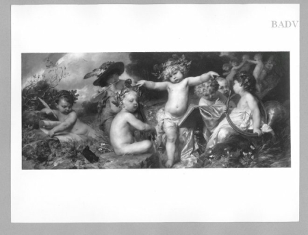 Putti performing an opera, Ferdinand Keller, 1882
