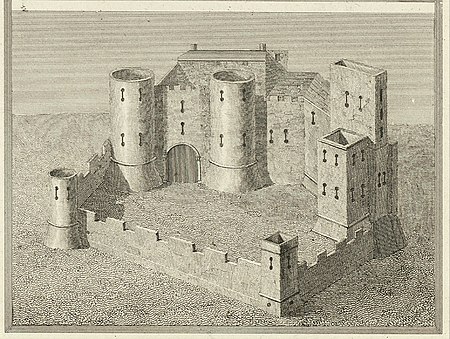 Crickhowel Castle. From a Survey in the beginning of the 16th Cent, James Basire