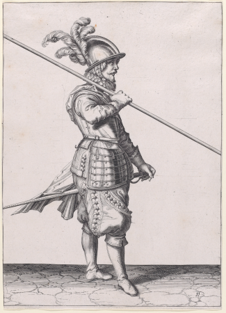Lansquenet Soldier - *Pike at Slope, The Exercise of Arms*, Jacob de Gheyn II, published 1608
