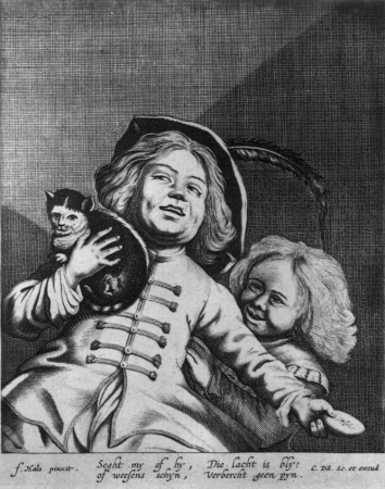 Two Children with a Cat, Cornelis Danckerts, between 1613 and 1656