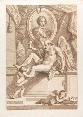 Classical Scene with Angel and Two Putti below a Portrait, Francesco Bartolozzi