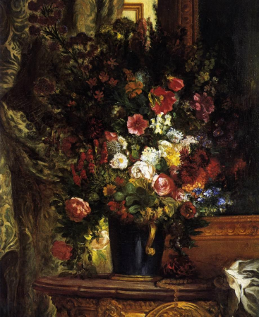 A Vase of Flowers on a Console, Eugène Delacroix, between 1848 and 1850