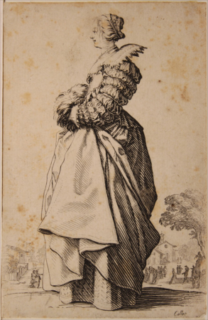 Profile of Lady with Hands in Muff (from the series "The Nobility of Lorraine"), Jacques Callot, from 1620 until 1623