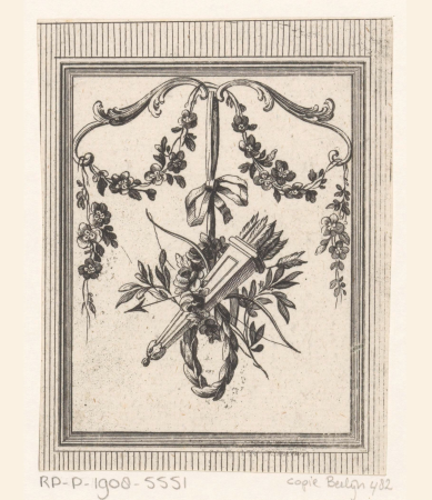 Pijlenkoker en boog, RP-P-1908-5551, Johann Georg Hertel, between 1746 and 1775