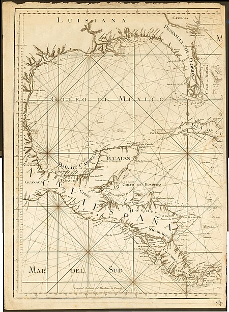 Maritime chart of the Gulf of Mexico and the islands of America, for the use of navigators in that part of the world, constructed from the best memories, and astronomical observations of longitudes and latitudes, 1755