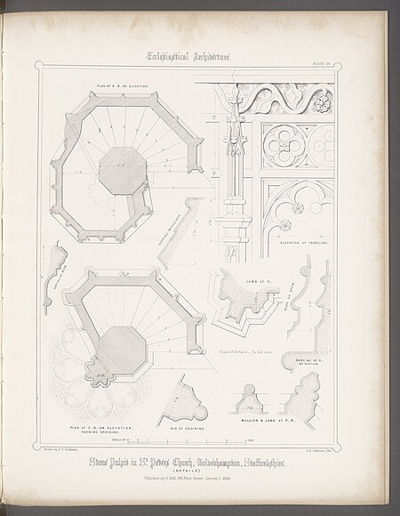 Examples of antient pulpits existing in England: selected and drawn form sketches and measurement taken on the spot, with descriptive letter-press, Francis Thomas Dollman