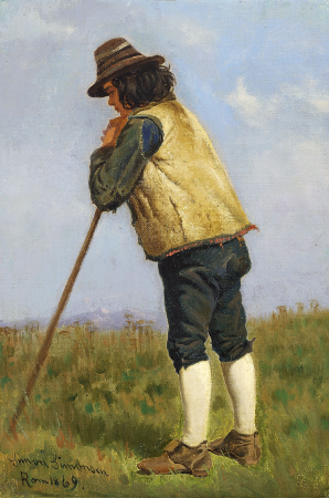 A Roman shepherd., Simon Simonsen, 1869