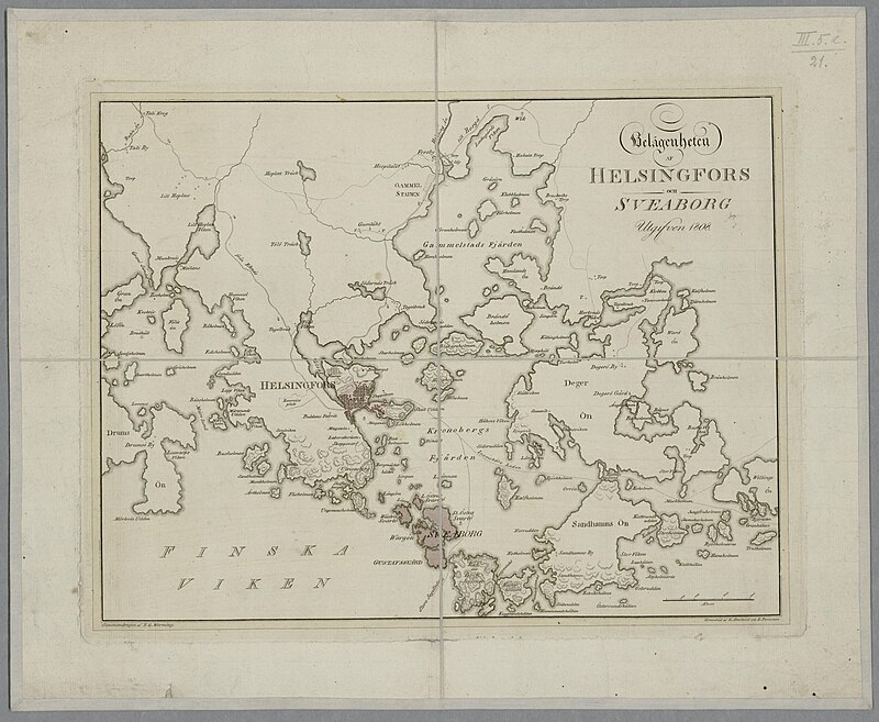 The location of Helsinki and Suomen, 1808