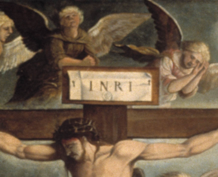 Triptych with Crucifixion with multiple figures, Jan van Scorel, between 1530 and 1539