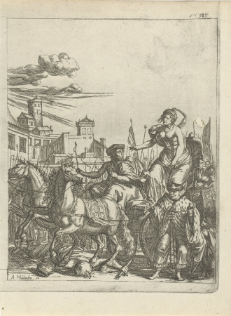 Tullia overrijdt met haar wagen het lijk van haar vader, RP-P-1878-A-2592, Arnold Houbraken