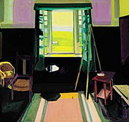 Interior with a look of fields through the window., Axel Bentzen, 1943