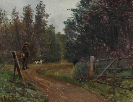 A hunter in the forest., Simon Simonsen, 1899