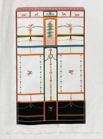 Frescoed wall from the Casa della seconda Fontana di Mosaico (House of the Second (Small) Mosaic Fountain in Pompeii excavated in 1827 by Wilhelm Zahn (4)