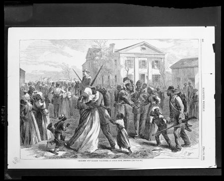 "Mustered out" colored volunteers at Little Rock, Arkansas - A.R.W. LCCN2009630216, Alfred Waud, 1866