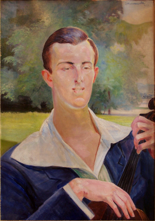 Portrait of a man with a cello, Jacek Malczewski, 1923