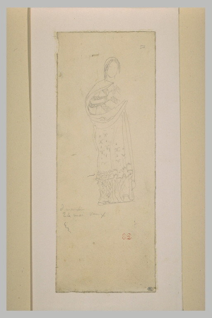 Delacroix - Figure féminine drapée, RF 9874, Recto, Eugène Delacroix
