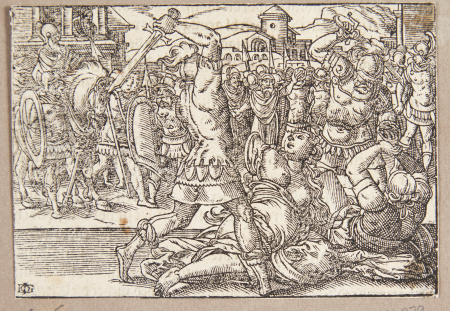 The execution of the king of Syracuse and his family, Tobias Stimmer, 1574