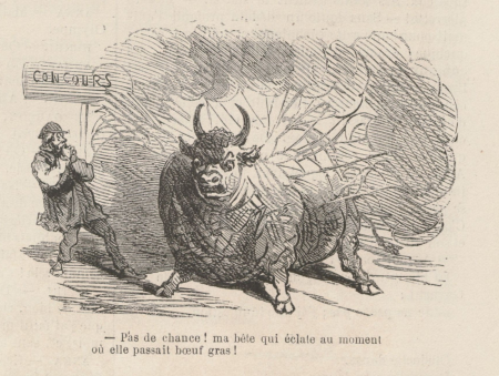 CHAM - Boeuf Gras 1869 - Le Monde illustré - 6 février 1869 - Boeuf explose, Amédée de Noé, 6 February 1869