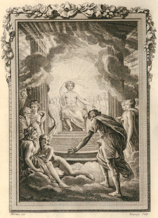 Phaethon goes up to the palace of the sun and is given the command of his chariot, Jean-Michel Moreau