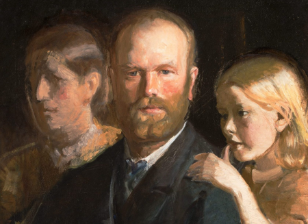 Self-portrait with Anna and Helga Ancher, Michael Peter Ancher, 1891