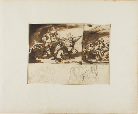 Géricault - Three Sketches of an Equestrian Battle and a Sketch of Two, 1813-14, Théodore Géricault